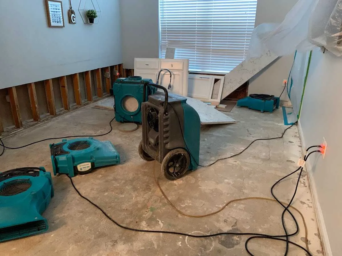 Dehumidifier in flood-cut room for Water Damage Restoration in Tempe